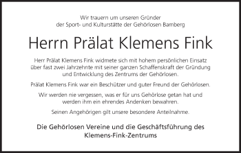 Anzeige von Klemens Fink von MGO
