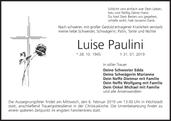 Anzeige von Luise Paulini von MGO