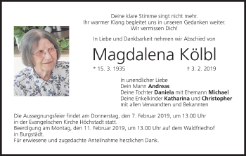Anzeige von Magdalena Kölbl von MGO