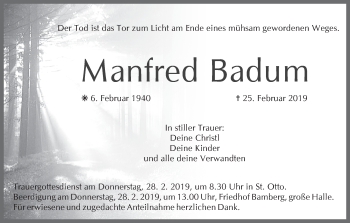 Anzeige von Manfred Badum von MGO