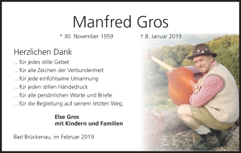 Anzeige von Manfred Gros von MGO