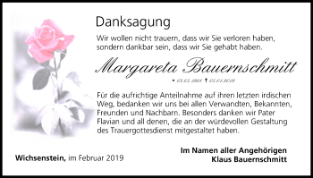 Anzeige von Margareta Bauernschmitt von MGO