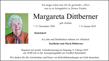 Anzeige von Margareta Dittbemer von MGO