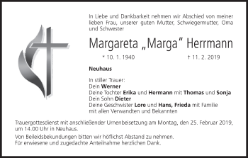 Anzeige von Margareta Herrmann von MGO