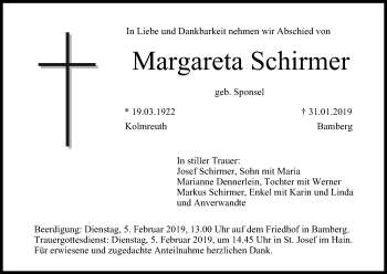 Anzeige von Margareta Schirmer von MGO