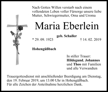 Anzeige von Maria Eberlein von MGO