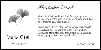 Anzeige von Maria Greif von MGO