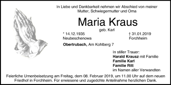Anzeige von Maria Kraus von MGO