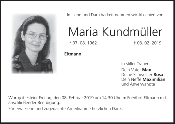 Anzeige von Maria Kundmüller von MGO