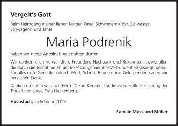 Anzeige von Maria Podrenik von MGO