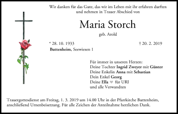 Anzeige von Maria Storch von MGO