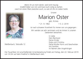 Anzeige von Marion Oster von MGO