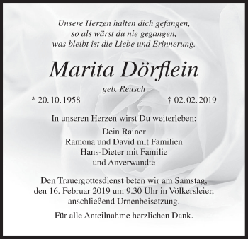 Anzeige von Marita Dörflein von MGO
