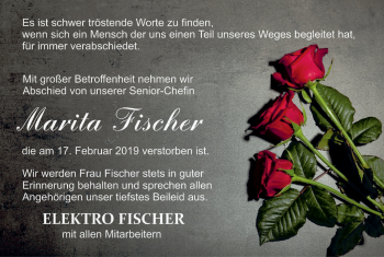 Anzeige von Marita Fischer von MGO
