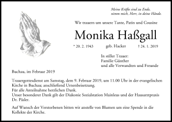 Anzeige von Monika Haßgall von MGO