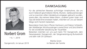 Anzeige von Norbert Grom von MGO