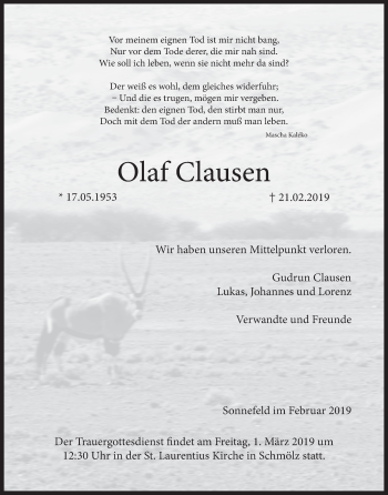 Anzeige von Olaf Clausen von MGO