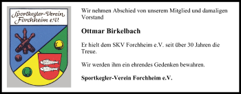 Anzeige von Ottmar Birkelbach von MGO