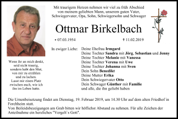 Anzeige von Ottmar Birkelbach von MGO