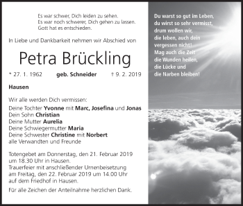Anzeige von Petra Brückling von MGO