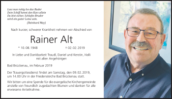 Anzeige von Rainer Alt von MGO