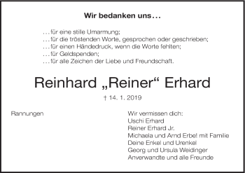Anzeige von Reinhard Erhard von MGO