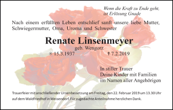 Anzeige von Renate Linsenmeyer von MGO