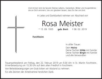 Anzeige von Rosa Meister von MGO