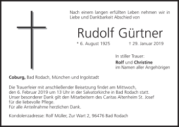 Anzeige von Rudolf Gürtner von MGO