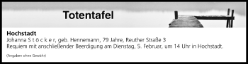 Anzeige von Totentafel vom 02.02.2019 von MGO