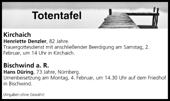 Anzeige von Totentafel vom 02.02.2019 von MGO