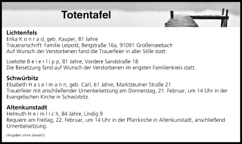 Anzeige von Totentafel vom 20.02.2019 von MGO