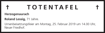 Anzeige von Totentafel vom 23.02.2019 von MGO