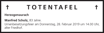 Anzeige von Totentafel vom 26.02.2019 von MGO
