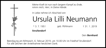 Anzeige von Ursula Lilli Neumann von MGO
