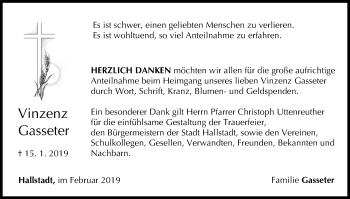 Anzeige von Vinzenz Gasseter von MGO