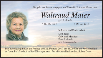 Anzeige von Waltraud Maier von MGO