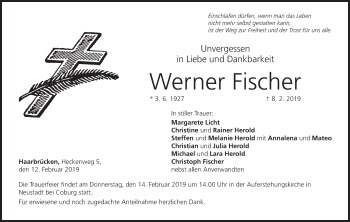 Anzeige von Werner Fischer von MGO