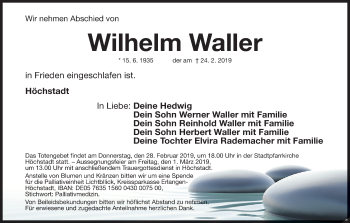 Anzeige von Wilhelm Waller von MGO