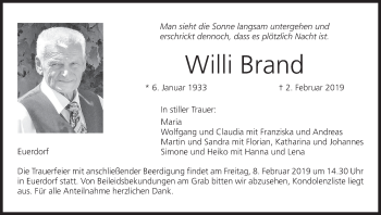 Anzeige von Willi Brand von MGO