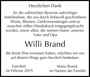 Anzeige von Willi Brand von MGO
