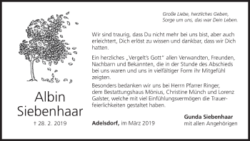 Anzeige von Albin Siebenhaar von MGO