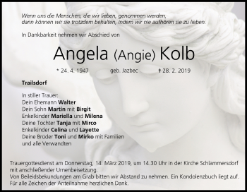 Anzeige von Angela Angie Kolb von MGO