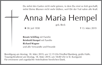 Anzeige von Anna Maria Hempel von MGO