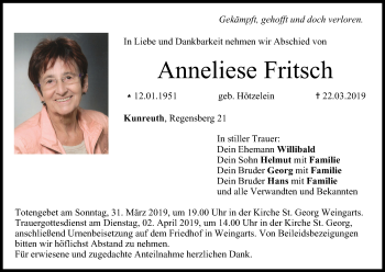 Anzeige von Anneliese Fritsch von MGO