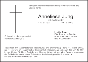 Anzeige von Anneliese Jung von MGO