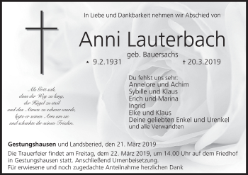 Anzeige von Anni Lauterbach von MGO