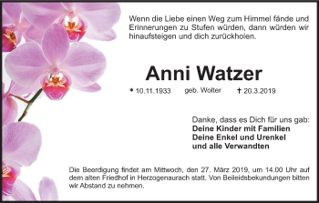Anzeige von Anni Watzer von MGO
