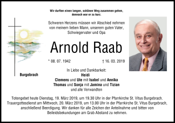 Anzeige von Arnold Raab von MGO