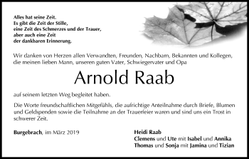 Anzeige von Arnold Raab von MGO